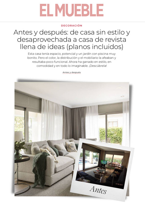 Publicación del antes y el después de una casa en la revista de decoración El Mueble