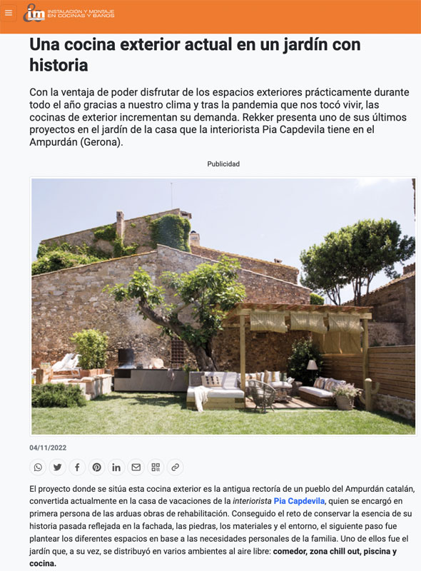 Publicación en IMCB sobre la rehabilitación de un jardín por parte de la interiorista Pia Capdevila